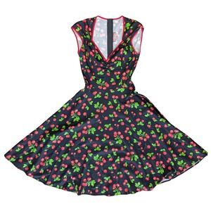 Pinup Couture XS Black Cherry Retro Rockabilly A Line Swing Dress